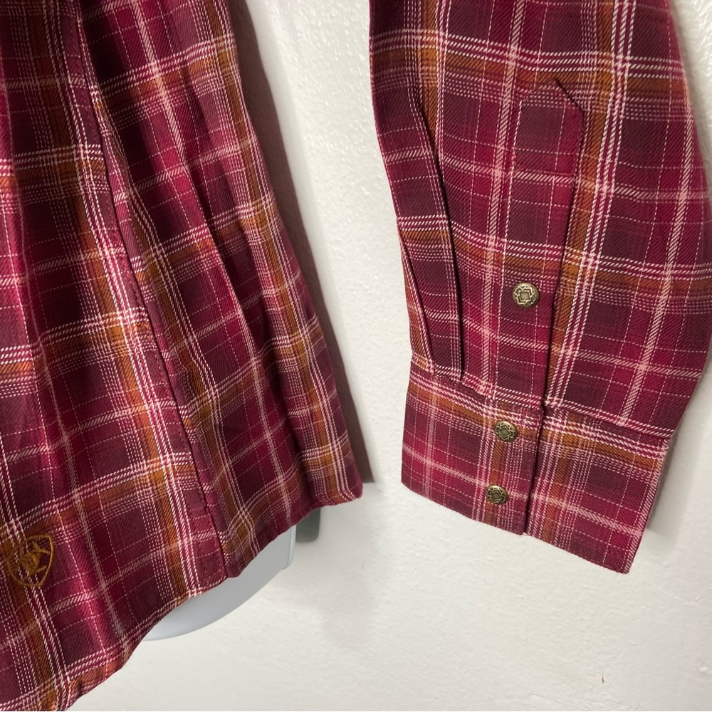 Ariat Real Shirt Plaid LS Snap Top NWT - Picture 4 of 9